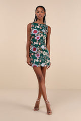 Special Something Green 3D Floral Embroidered Mini Dress