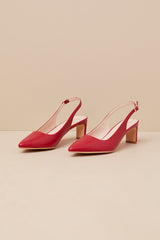 Bastienne Red Pointed-Toe Slingback Pumps