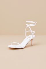 Sydd White Ankle Wrap Low Heel Sandals