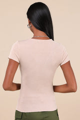 Stylish Appeal Cream Textured Short Sleeve Top