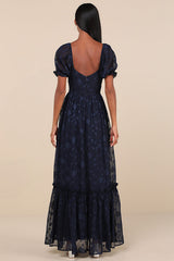 Phenomenal Sweetness Navy Floral Burnout Bustier Maxi Dress