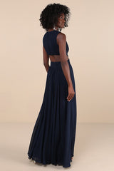 Vivid Imagination Navy Blue Cutout Maxi Dress