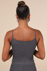 Katira Charcoal Grey Knotted Bustier Cami Crop Top