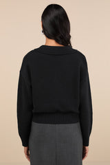 Cozy Forecast Black Collared Pullover Sweater