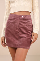 Perfected Cuteness Mauve Corduroy High-Rise Mini Skirt