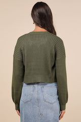 Cutest Duet Olive Green Knit Cami Top and Cardigan Sweater Set