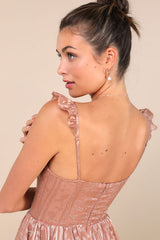 Stunning Glory Dusty Pink Floral Jacquard Tiered Maxi Dress