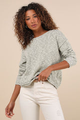 Timeless Perfection Green Textured Crew Neck Pullover Sweater