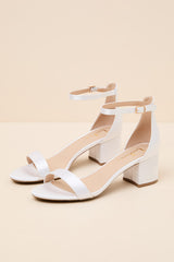 Harper Ivory Satin Ankle Strap Heels