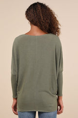 Verla Olive Green Dolman Sleeve Sweater Top