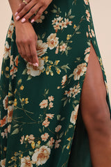 Remarkable Arrival Emerald Green Floral Sleeveless Maxi Dress