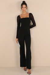 Lovingly Yours Black Mesh Long Sleeve Jumpsuit