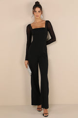 Lovingly Yours Black Mesh Long Sleeve Jumpsuit