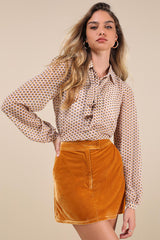 Splendid Mood Golden Yellow Velvet High-Rise Mini Skirt
