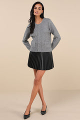 Sparkling Appeal Heather Grey Rhinestone Sweater