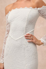 Beloved Promise White Lace Off-the-Shoulder Mermaid Maxi Dress