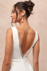 Captivating Promise White Sleeveless Mermaid Maxi Dress