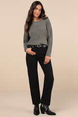 Positive Affirmations Olive Green Loose Knit Sweater