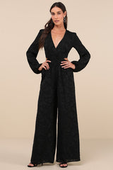 Ravishing Marvel Black Burnout Floral Cutout Wide-Leg Jumpsuit