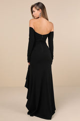 Notorious Perfection Black Off-the-Shoulder Ruffled Maxi Dress