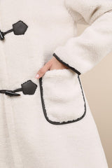 Berber Cream Shearling Collared Toggle Coat