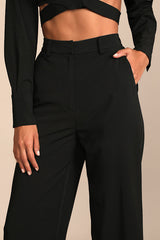 So Get This Black High-Waisted Wide-Leg Trouser Pants