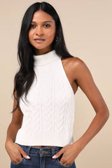 Cutest Consideration Ivory Turtleneck Halter Top