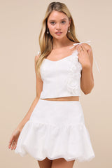Angelic Perception White Taffeta Bubble-Hem Mini Skirt