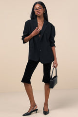 Captivating Poise Black Velvet High-Rise Capri Pants