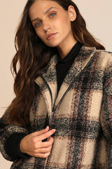 Layer on the Cozy Beige Multi Plaid Oversized Shacket