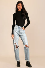 Crawford Black Long Sleeve Mock Neck Bodysuit