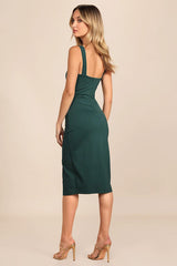 Baby, You're The One Dark Green Sleeveless Bodycon Midi Dress