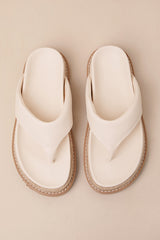 Amaya Bone Raffia Flatform Flip Flops