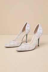 SB-Cruze Ivory Mesh Rhinestone Pearl Pointed-Toe D'Orsay Pumps