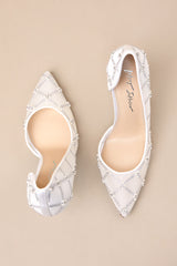 SB-Cruze Ivory Mesh Rhinestone Pearl Pointed-Toe D'Orsay Pumps