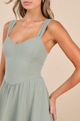 Carlynda Sage Brush Tiered Bustier Maxi Dress