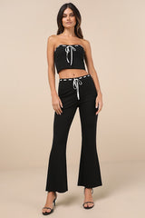 Jalie Black Ribbon Mid-Rise Flare Pants