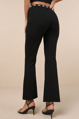 Jalie Black Ribbon Mid-Rise Flare Pants