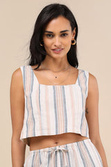 Raylon White Multi Striped Tank Top
