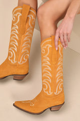 Movin' On Yellow Suede Leather Knee-High Western Boots