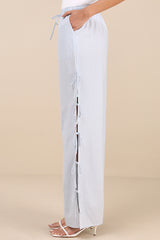 Palila Blue and White Striped Side-Tie Pants