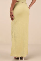 Fania Lime Textured Knit Maxi Skirt