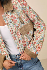 Morrina Beige Multi Floral Jacquard Barn Jacket