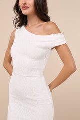 Nadie White Lace Asymmetrical Midi Dress