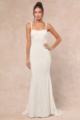 Safine White Backless Mermaid Maxi Dress
