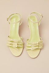 Devereux Sorbet Croc-Embossed Bow High Heel Sandals