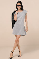 Feelin' Confident Heather Grey Cutout Mini Shirt Dress