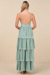 Reed Sage Tiered Lace Maxi Dress