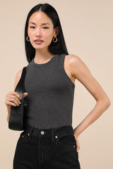 Essential Update Charcoal Ribbed Tank Top