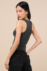 Essential Update Charcoal Ribbed Tank Top